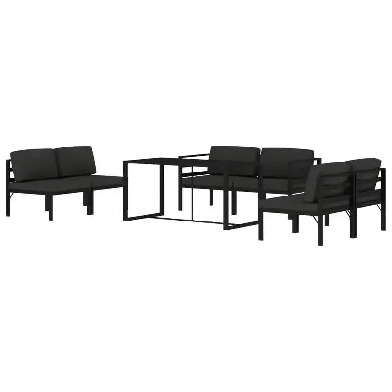 vidaXL Salon de jardin anthracite en aluminium, polyester grand modulaire
