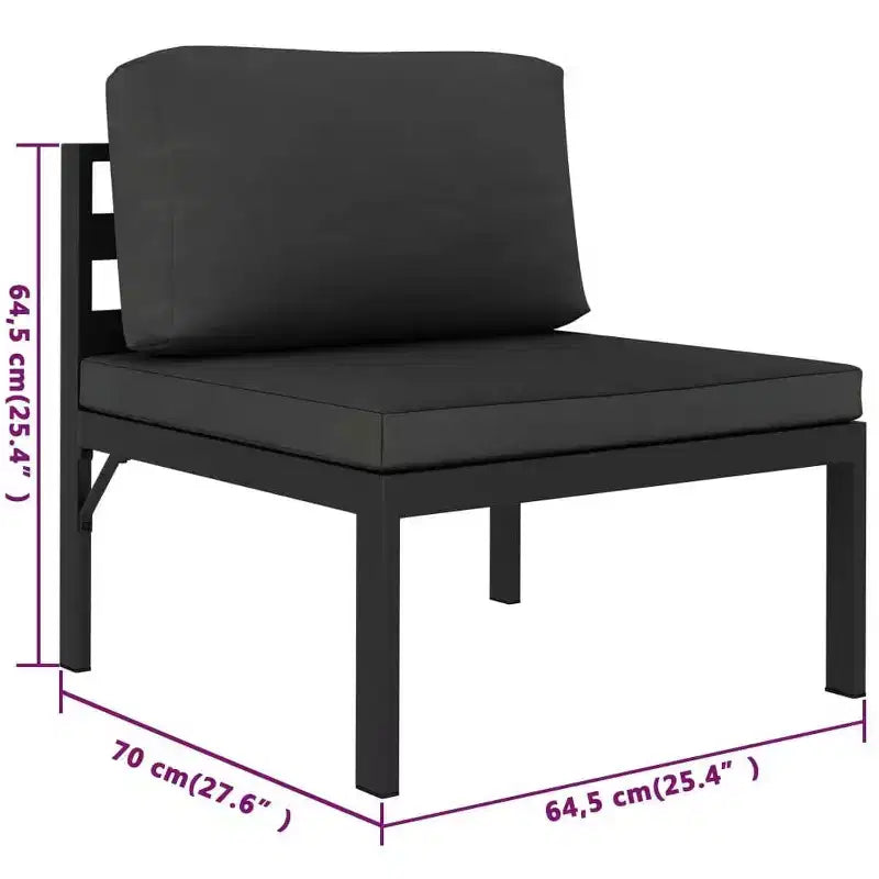 vidaXL Salon de jardin anthracite en aluminium, polyester grand modulaire