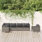 vidaXL Salon de jardin gris en résine tressée, acier enduit de poudre, tissu