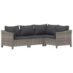 vidaXL Salon de jardin gris en résine tressée, acier enduit de poudre, tissu