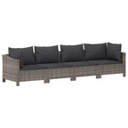 vidaXL Salon de jardin gris en résine tressée, acier revêtu par poudre, polyester