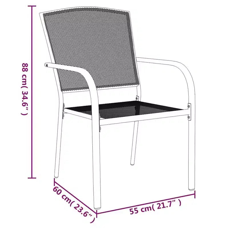 vidaXL Ensemble de jardin 3 pièces en acier empilable