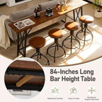 Ensemble table de bar et 4 tabourets pivotants réglables en hauteur Karl Home 213 cm, marron, pour salle à manger, cuisine et salon