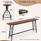 Ensemble table de bar et 4 tabourets pivotants réglables en hauteur Karl Home 213 cm, marron, pour salle à manger, cuisine et salon