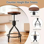 Ensemble table de bar et 4 tabourets pivotants réglables en hauteur Karl Home 213 cm, marron, pour salle à manger, cuisine et salon