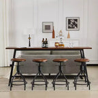 Ensemble table de bar et 4 tabourets pivotants réglables en hauteur Karl Home 213 cm, marron, pour salle à manger, cuisine et salon