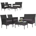 Costway 4PCS Outdoor Furniture Set Patio Rattan Conversation Set w/ Gray & Off White Cushion