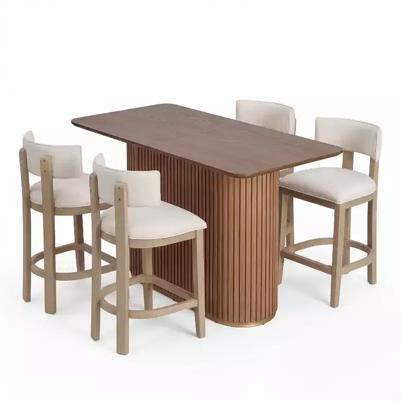 Christopher Knight Home Quini Ensemble de salle à manger moderne 5 pièces en bois avec piédestal et pieds en bois d'hévéa