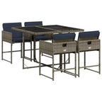 vidaXL Patio Dining Set Set of 4 Gray, Navy Blue