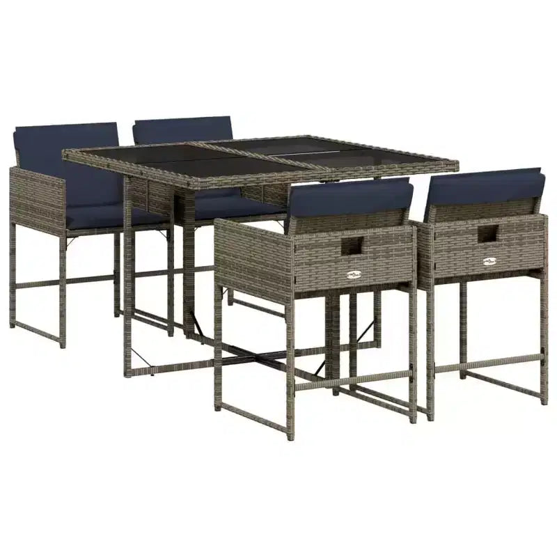 vidaXL Patio Dining Set Set of 4 Gray, Navy Blue