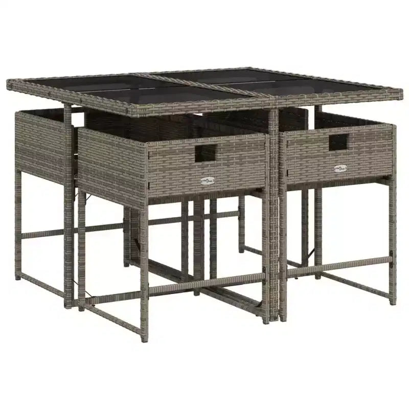 vidaXL Ensemble de salle à manger d'extérieur 4 pièces Gris, Bleu marine