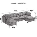 Canapé sectionnel en U rembourré à 6 places avec rangement GDFStudio Jeju Modular 125 pouces