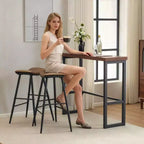 Table de bar moderne hauteur comptoir 120 cm et tabourets avec 2 chaises pour salle à manger de cuisine