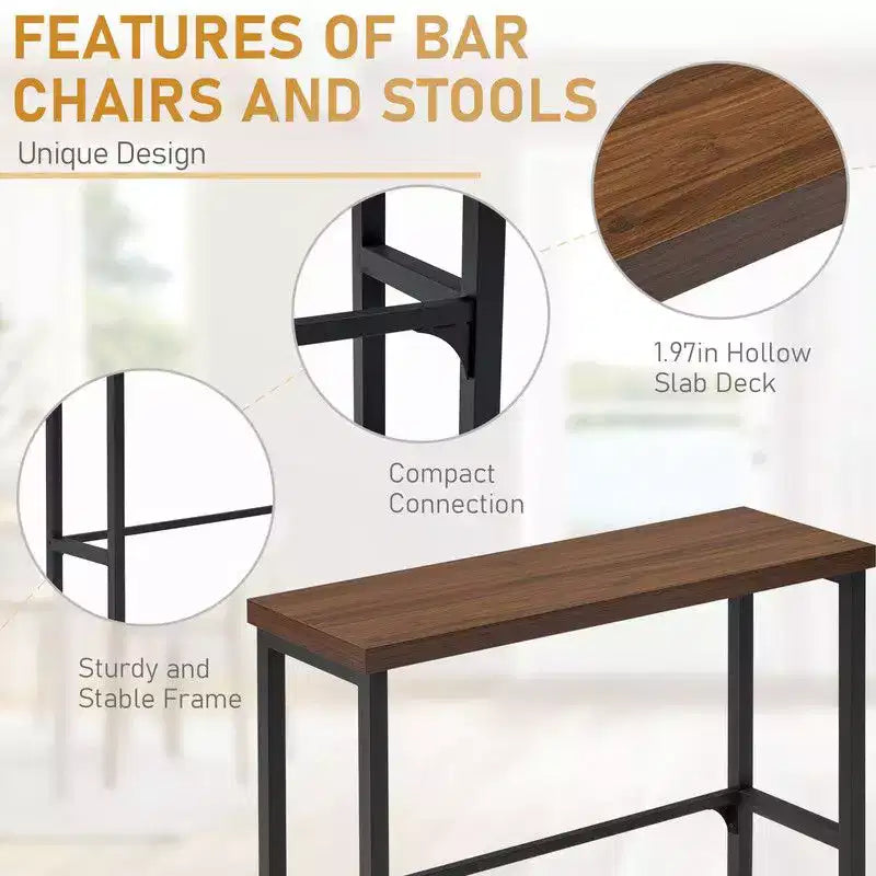 Table de bar moderne hauteur comptoir 120 cm et tabourets avec 2 chaises pour salle à manger de cuisine
