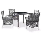 vidaXL Dining Set PE rattan, Steel, Tempered Glass Large