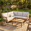 Christopher Knight Home Hanna 4 Piece Outdoor Acacia Wood Sectional Sofa Set with Handwoven Rope