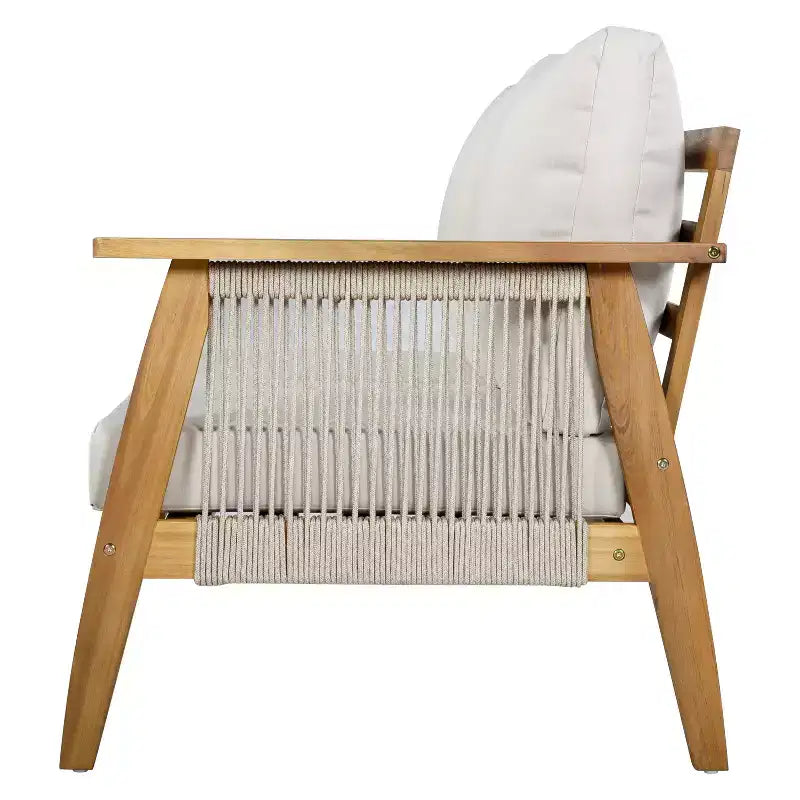 Christopher Knight Home Hanna - Ensemble de canapé sectionnel d'extérieur 4 pièces en bois d'acacia avec corde tressée à la main