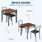 Ensemble de salle à manger de ferme pour 2 - Table à manger avec chaises rembourrées, ensemble de table de cuisine en bois, appartement peu encombrant