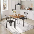 Farmhouse Dining Table Set for 2 - Dining Table with Upholstered Chairs, Wood Kitchen Table Set, Space-Saving Apartment