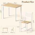 MooxvMoo Ensemble table à manger rectangulaire 3 pièces pour 2, ensemble table de cuisine avec 2 chaises, mobilier de coin petit-déjeuner pour cuisines, salle à manger, blanc