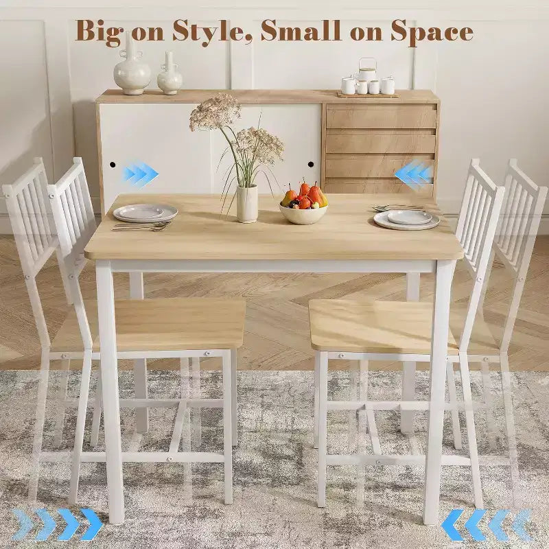 MooxvMoo Ensemble table à manger rectangulaire 3 pièces pour 2, ensemble table de cuisine avec 2 chaises, mobilier de coin petit-déjeuner pour cuisines, salle à manger, blanc