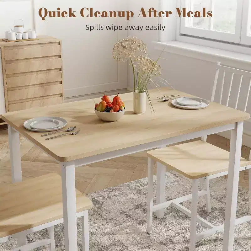 MooxvMoo Ensemble table à manger rectangulaire 3 pièces pour 2, ensemble table de cuisine avec 2 chaises, mobilier de coin petit-déjeuner pour cuisines, salle à manger, blanc