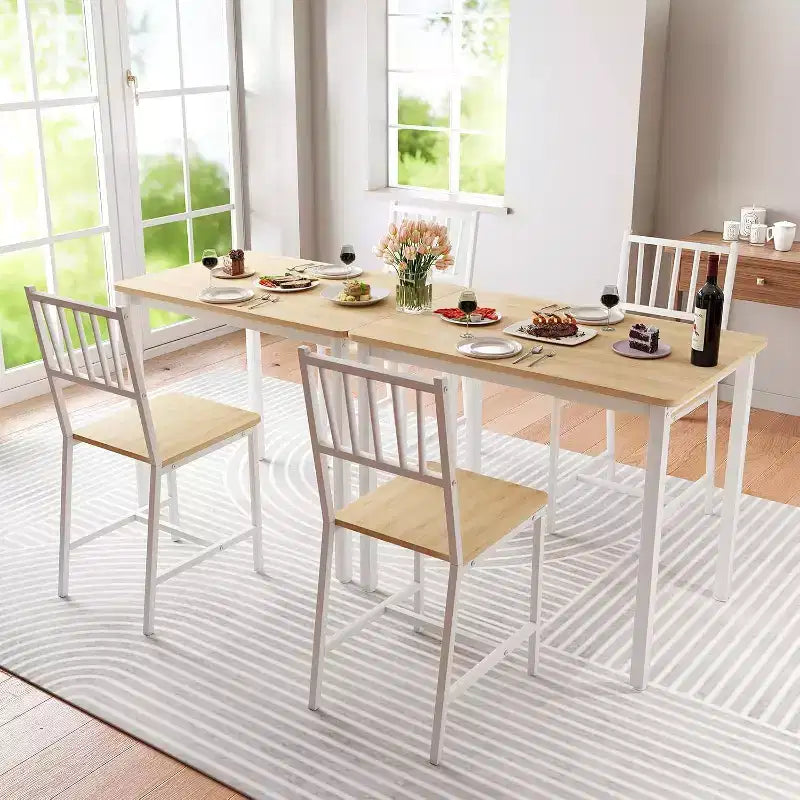 MooxvMoo Ensemble table à manger rectangulaire 3 pièces pour 2, ensemble table de cuisine avec 2 chaises, mobilier de coin petit-déjeuner pour cuisines, salle à manger, blanc