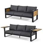 Ensemble de patio extérieur 4 pièces Polibi avec table basse et tables d'appoint pliantes