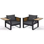 Ensemble de patio extérieur 4 pièces Polibi avec table basse et tables d'appoint pliantes