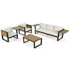 Ensemble de patio extérieur 4 pièces Polibi avec table basse et tables d'appoint pliantes
