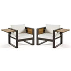 Ensemble de patio extérieur 4 pièces Polibi avec table basse et tables d'appoint pliantes