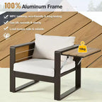 Ensemble de patio extérieur 4 pièces Polibi avec table basse et tables d'appoint pliantes