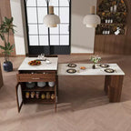 GDFStudio Malthus 80-Inch Expandable Kitchen Island Dining Set with 4 Solid Wood Chairs