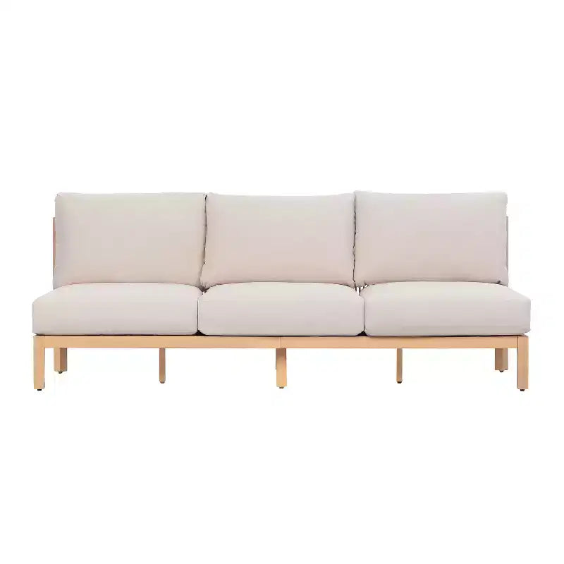 Ensemble de canapé de patio 4/5 pièces ModernLuxe, salon de jardin en bois d'acacia avec table basse, finition teck clair pour patio/jardin