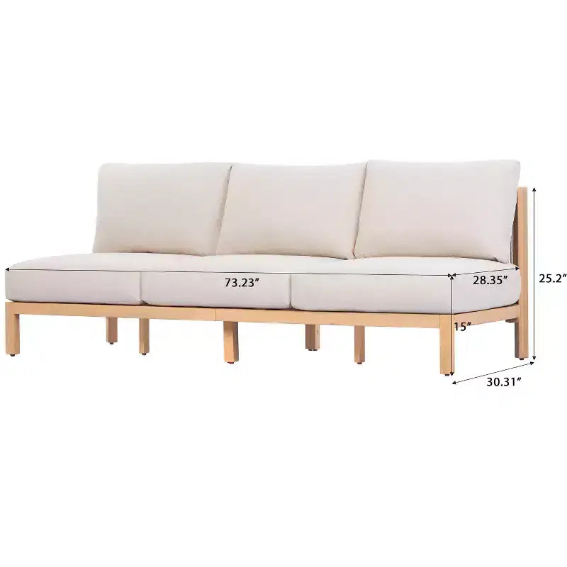 Ensemble de canapé de patio 4/5 pièces ModernLuxe, salon de jardin en bois d'acacia avec table basse, finition teck clair pour patio/jardin