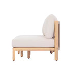 Ensemble de canapé de patio 4/5 pièces ModernLuxe, salon de jardin en bois d'acacia avec table basse, finition teck clair pour patio/jardin