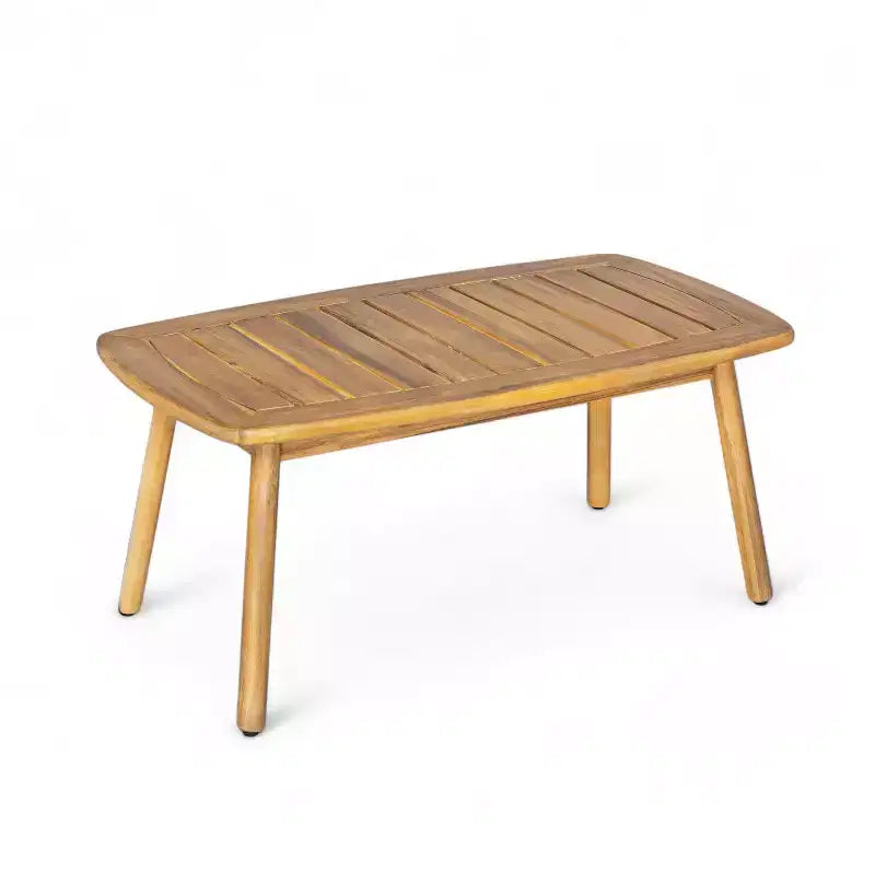 Ensemble de conversation ModernLuxe en bois d'acacia pour l'extérieur, ensemble de canapés de patio avec dossier en corde tressée et table basse, finition teck clair