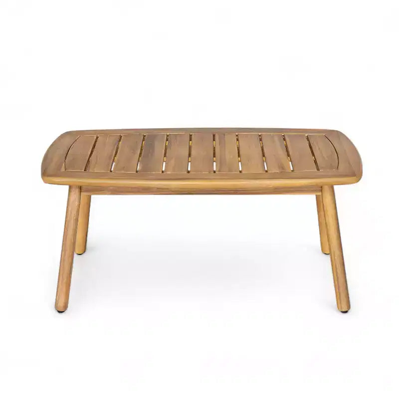 Ensemble de conversation ModernLuxe en bois d'acacia pour l'extérieur, ensemble de canapés de patio avec dossier en corde tressée et table basse, finition teck clair