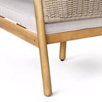 Ensemble de conversation ModernLuxe en bois d'acacia pour l'extérieur, ensemble de canapés de patio avec dossier en corde tressée et table basse, finition teck clair