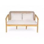 Ensemble de conversation ModernLuxe en bois d'acacia pour l'extérieur, ensemble de canapés de patio avec dossier en corde tressée et table basse, finition teck clair