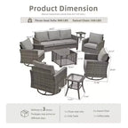 Ensemble de mobilier de jardin HOMLUX 8 pièces avec canapé 3 places, table basse et 4 fauteuils pivotants