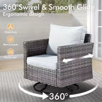 Ensemble de mobilier de jardin HOMLUX 8 pièces avec canapé 3 places, table basse et 4 fauteuils pivotants