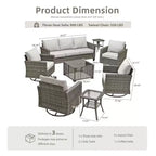 Ensemble de mobilier de jardin HOMLUX 8 pièces avec canapé 3 places, table basse et 4 fauteuils pivotants