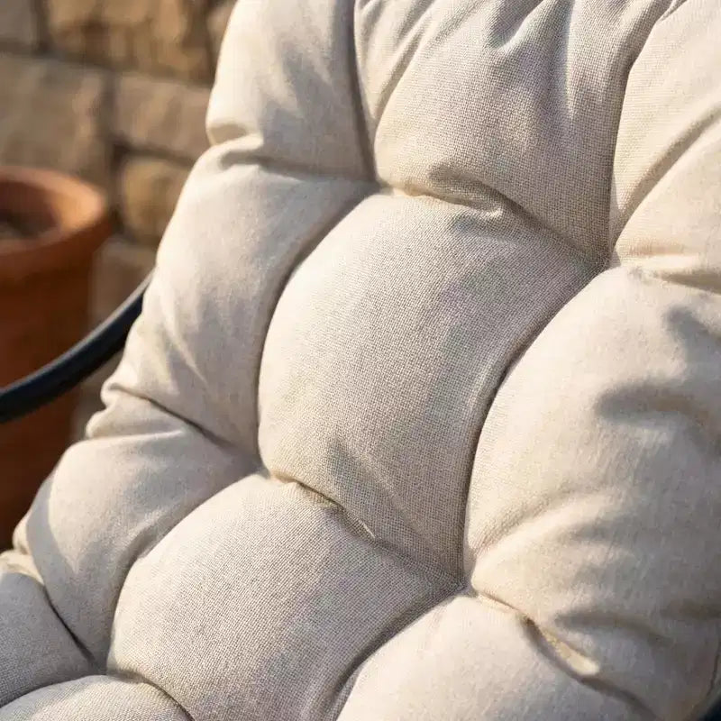 Ensemble de mobilier de jardin 3 pièces avec ottoman et table d'appoint, fauteuil en osier avec coussins pour terrasse, balcon et jardin, beige naturel