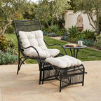 Ensemble de mobilier de jardin 3 pièces avec ottoman et table d'appoint, fauteuil en osier avec coussins pour terrasse, balcon et jardin, beige naturel