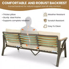 GDFStudio Carter Salon de jardin moderne 6 pièces en acier avec table basse en acacia et coussins