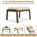 GDFStudio Carter Salon de jardin moderne 6 pièces en acier avec table basse en acacia et coussins