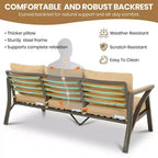 GDFStudio Carter Salon de jardin moderne 6 pièces en acier avec table basse en acacia et coussins