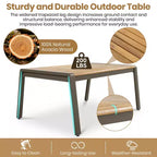 GDFStudio Carter Salon de jardin moderne 6 pièces en acier avec table basse en acacia et coussins