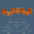 Ensemble de mobilier de jardin Big Joe Solvana, canapé en cuir surpiqué de silicone doux au toucher et résistant aux intempéries, sectionnel 7 pièces, couleur sable miel